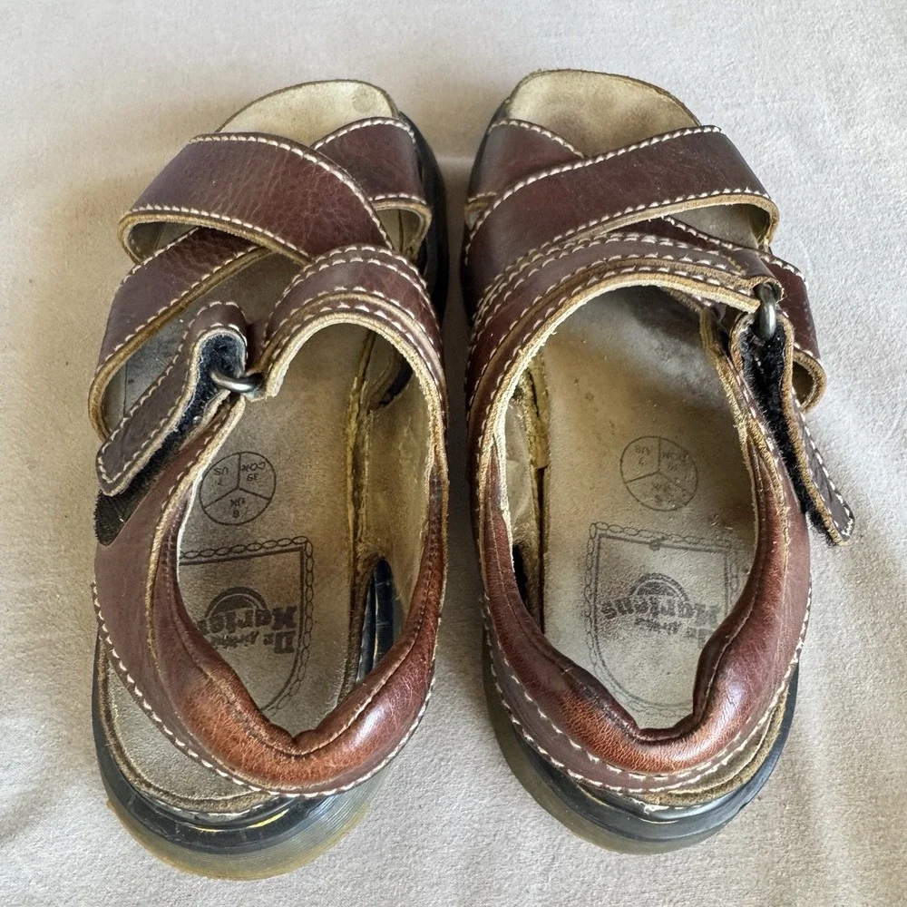 Size 7 - Dr. Martens Sandals 9076 Mens Fisherman Chunky Vintage Brown Leather